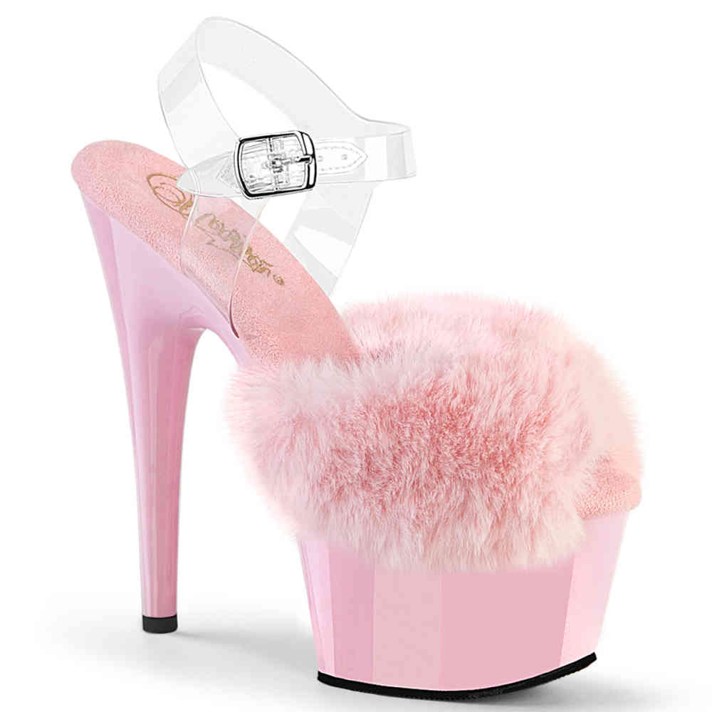 Pleaser - ADORE708FUR Ankle strap sandal - Pink Product image
